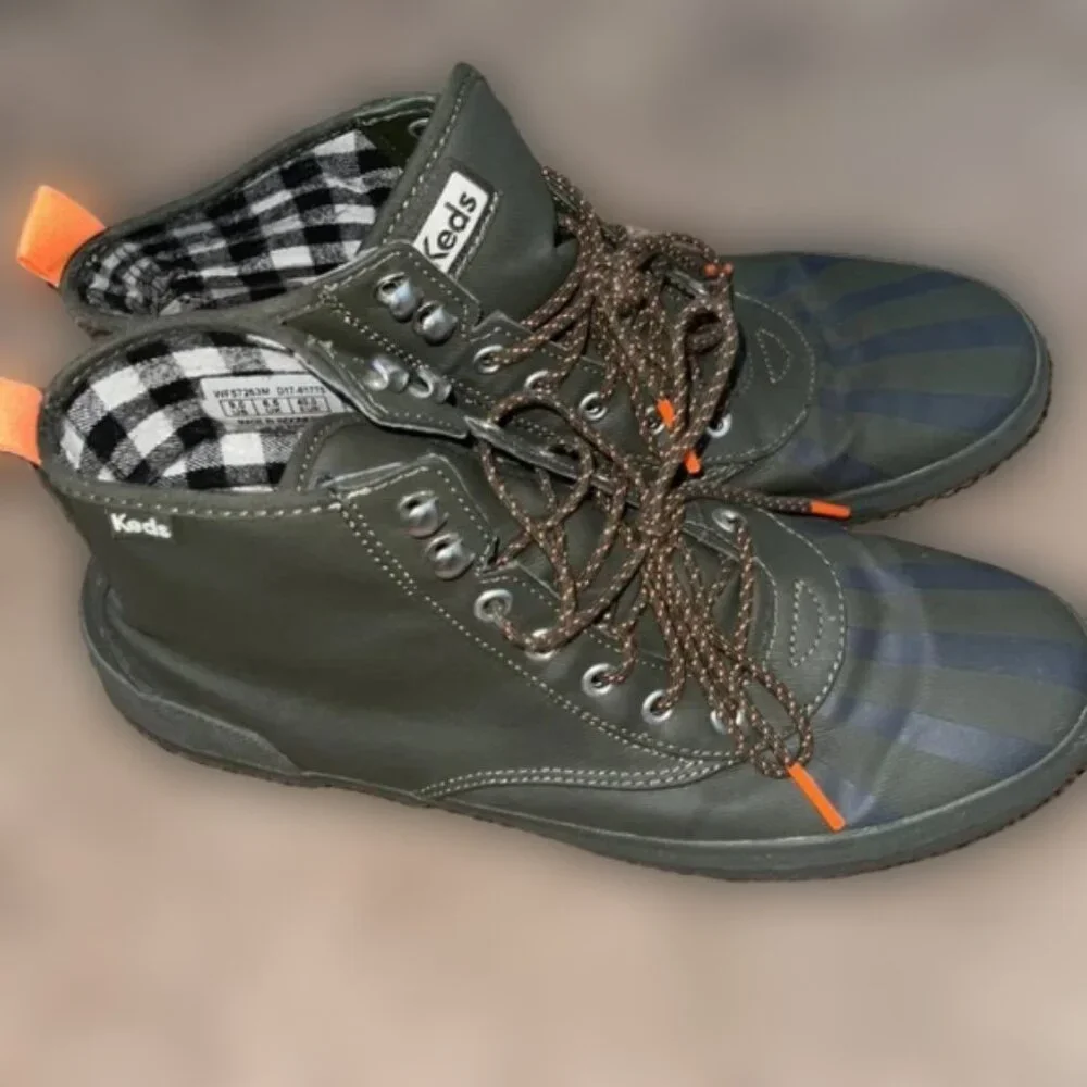 KEDS Women's Scout Splash Olive Green lace-up Hi top Sneakers | Olive Green - Picture 2 of 6